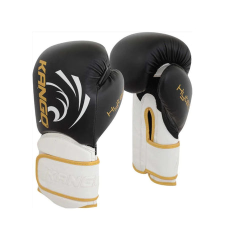 KANGO Boxing Gloves Black & White,Size= 10oz