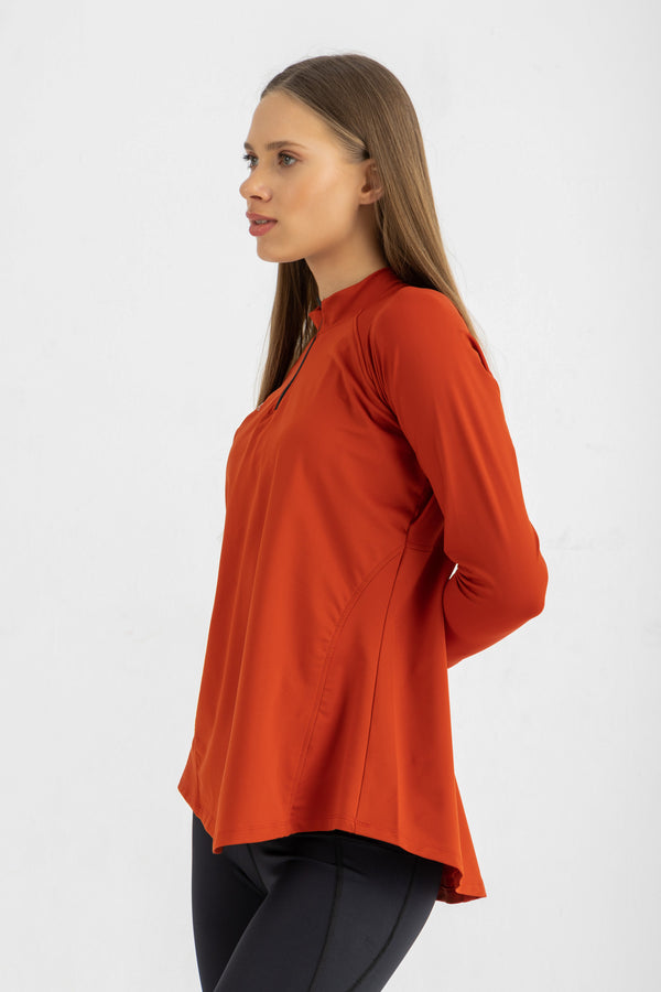 Ruffle Top - Earth Red