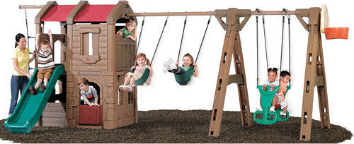 NATURALLY PLAYFUL ADVENTURE LODGE PLAY CENTER WITH GLIDER